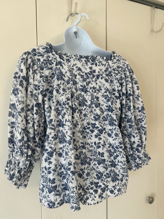 Cupcakes & Cashmere Linen blend floral pleated button front blouse S - Picture 5 of 10